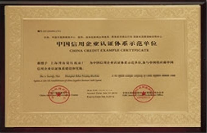 Demonstration Unit of China Credit Enterprise Certification System